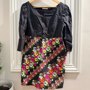 Tulle Floral Black Dress - Size Medium